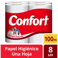 PAPEL HIGIENICO HOJA SIMPLE 8 ROLLOS 100 MT