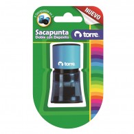 SACAPUNTA PLASTICO CON DEPOSITO CILINDRO 2 ORIFICIOS