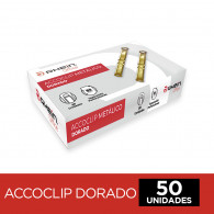 ACCOCLIP METALICO CAJA DORADO 50 UNIDADES