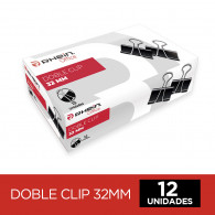 DOBLE CLIP 32 MM NEGRO METALICO 12 UN