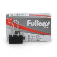 CLIPS FULTONS DOBLE NEGRO 12 UNIDADES 25 MM 