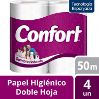 PAPEL HIGIENICO DOBLE HOJA 4 MEGA ROLLOS 50 MT