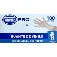 GUANTE VINILO SIN POLVO DESECHABLE INCOLORO TALLA S 100 UN