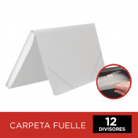 CARPETA FUELLE 12 DIVISIONES RAYADO TRANSPARENTE
