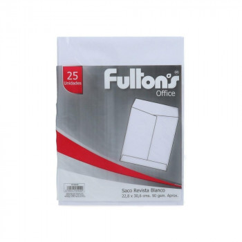 SOBRE SACO REVISTA BLANCO 25 UNIDADES 90 G FULTONS