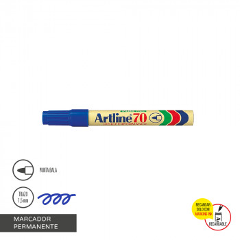 MARCADOR PERMANENTE RECARGABLE 70 PUNTA REDONDA  AZUL