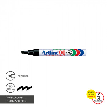 MARCADOR PERMANENTE RECARGABLE 90 PUNTA BISELADA NEGRO