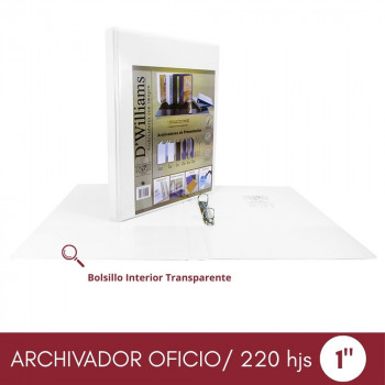 ARCHIVADOR CATALOGO OFICIO 2 AROS 1.0 BLANCO 250 HOJAS