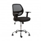 SILLA ESCRITORIO GENOVA RECLINABLE RESPALDO BAJO CON BRAZO NEGRO