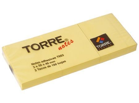 NOTA ADHESIVA 3 UN X 100 HOJAS 5.0 X 4.0 CM AMARILLO T-653