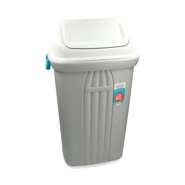 BASURERO PLASTICO CON TAPA VAIVEN 60 LT