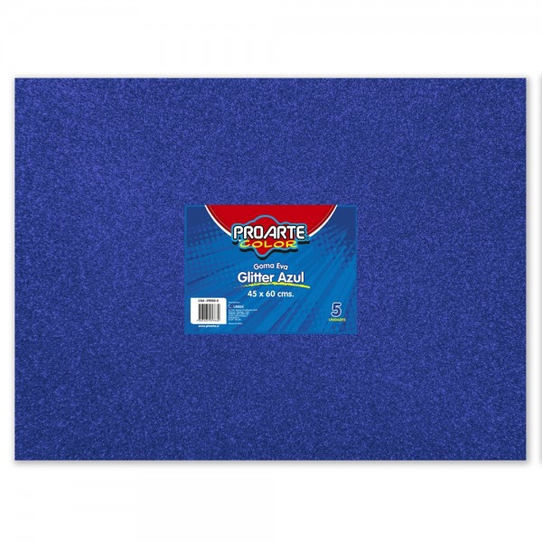 GOMA EVA AZUL GLITTER 45 X 60 CM 5 HOJAS