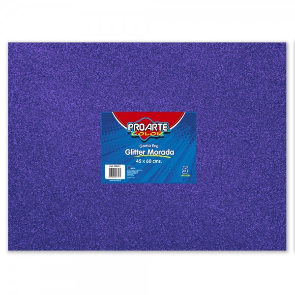 GOMA EVA MORADA GLITTER 45 X 60 CM 5 HOJAS