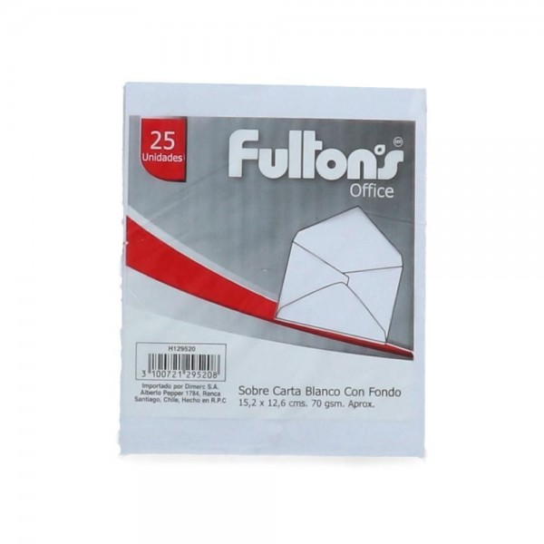 SOBRE CARTA BLANCO CON FONDO 70 GR 25 UN