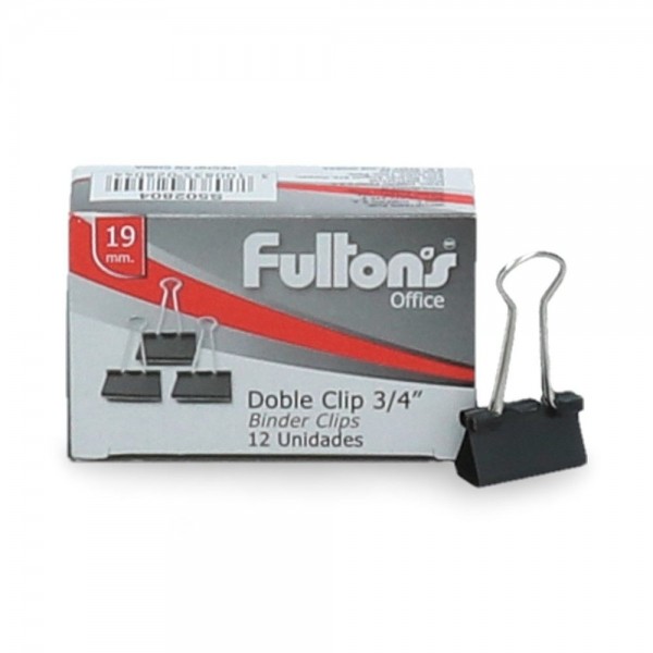 CLIPS DOBLE 12 UN 19 MM NEGRO 3/4 PULGADA