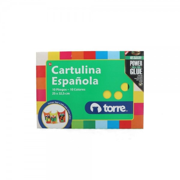 CARPETA CON PAPEL CARTULINA ESPAÑOLA 10 PLIEGOS 10 COLORES 25X32.5 CM