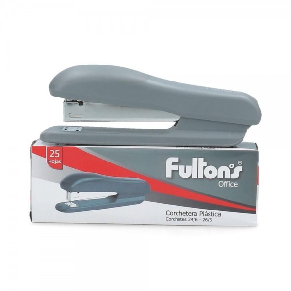 CORCHETERA MEDIANA PLASTICO GRIS 25 HOJAS