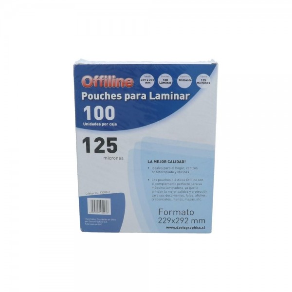 SOBRE CARTA PARA PLASTIFICAR 228 X 292 MM 100 UN 125 MICRONES