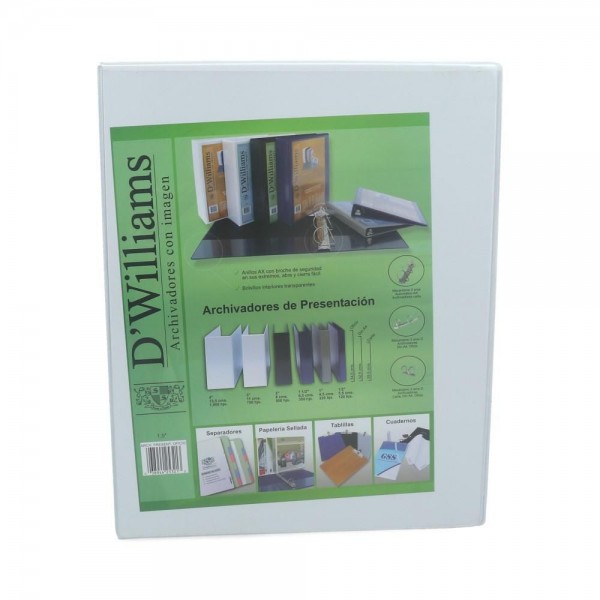 ARCHIVADOR CATALOGO OFICIO 2 AROS 1.5 BLANCO 370 HOJAS