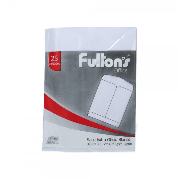 SOBRE FULTONS SACO EXTRA OFICIO BLANCO 90 GR 25 UN