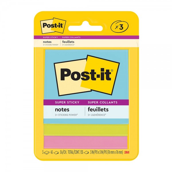 NOTA ADHESIVA 654 76 X 76 MM 45 HOJAS COLORES AQUA 3 UN