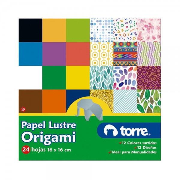 BLOCK DE PAPEL LUSTRE ORIGAMI 16 24 HOJAS