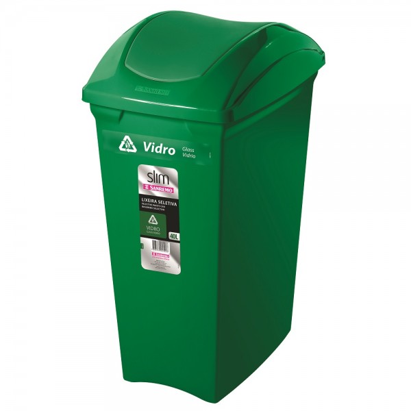 BASURERO VAIVEN PLASTICO VERDE 40 LT