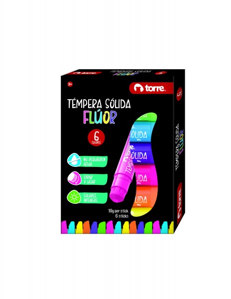 TEMPERA SOLIDA 6 COLORES FLUOR