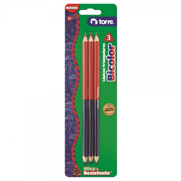 BLISTER 3 LAPIZ BICOLOR DELGADO 