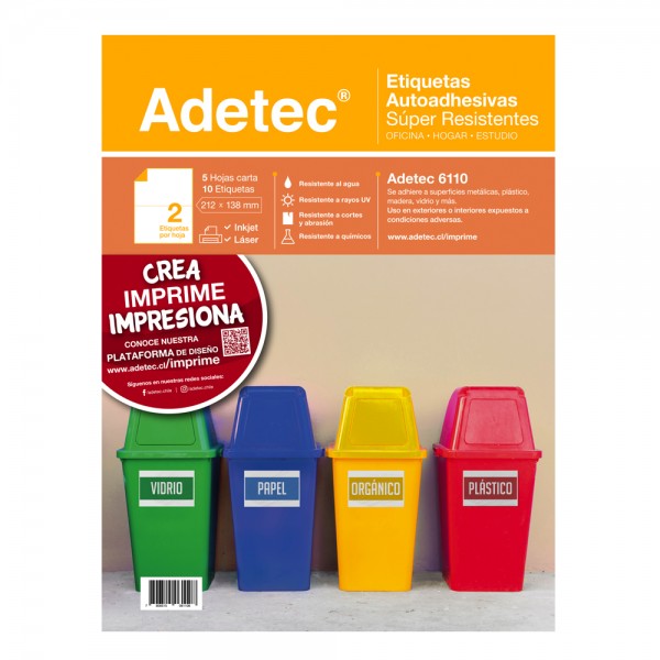 ETIQUETA INKJET SUPER RESISTENTE 212 X 138 MM 5 HOJAS