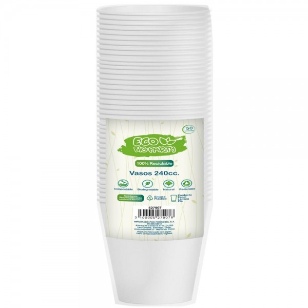 VASO BLANCO 8 OZ PLA ECO 50 UN