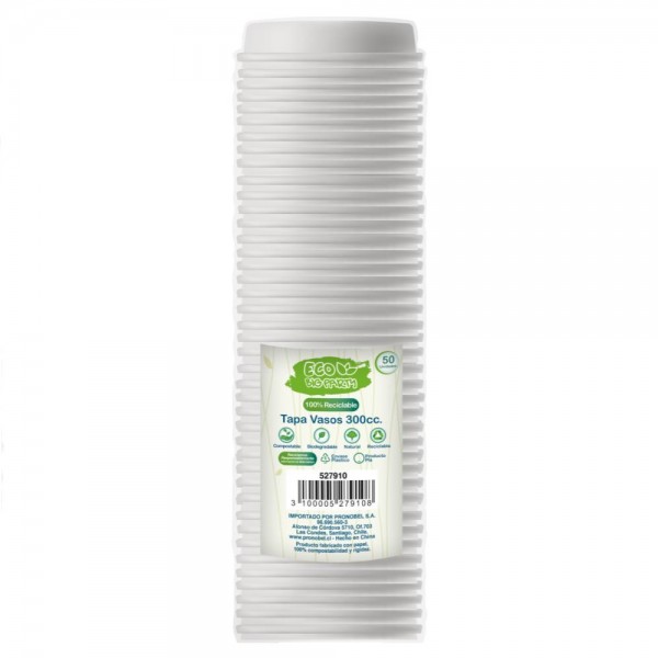 TAPA VASO 10 OZ PLASTICO ECO 50 UN 