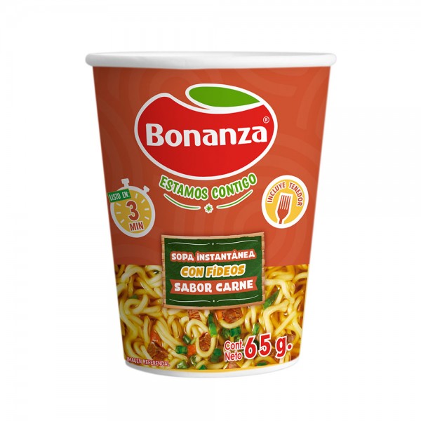 SOPA INSTANTANEA CON FIDEOS SABOR CARNE 65 GR