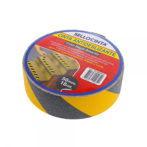 CINTA ANTIDESLIZANTE AMARILLO NEGRA 50X18 MT 
