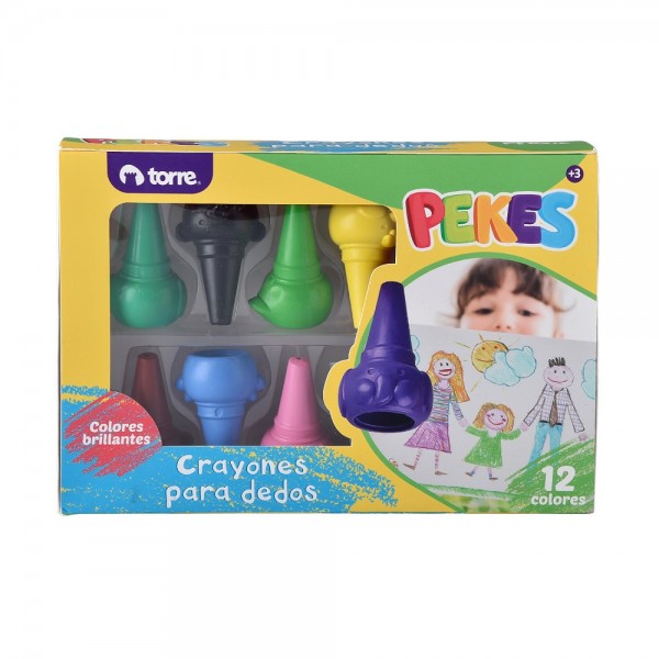 CRAYONES PARA DEDOS 12 COLORES PEKES
