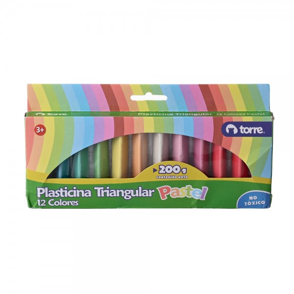 PLASTICINA TRIANGULAR PASTEL 12 UN