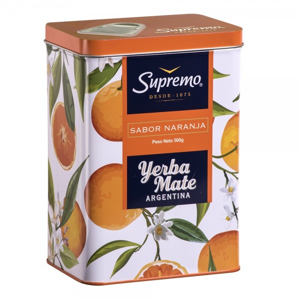 MATE LATA CON DOSIFICADOR  SABOR NARANJA 500 GR