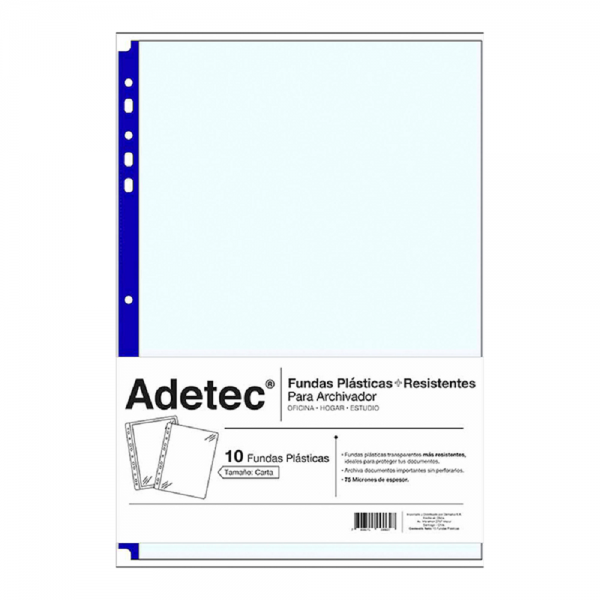 FUNDA ARCHIVADOR CARTA BORDE AZUL 10 UN
