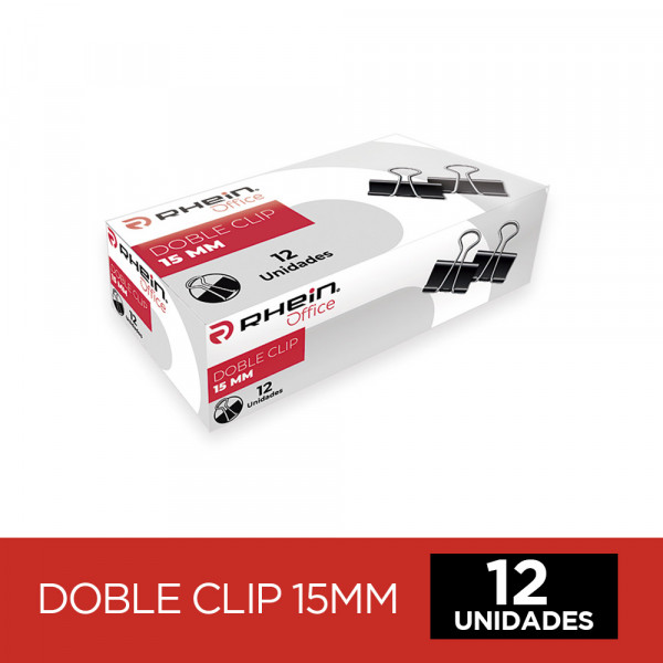 DOBLE CLIP 15 MM NEGRO 12 UN