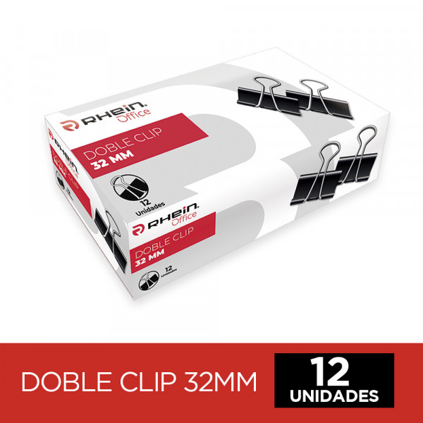 DOBLE CLIP 32 MM NEGRO METALICO 12 UN