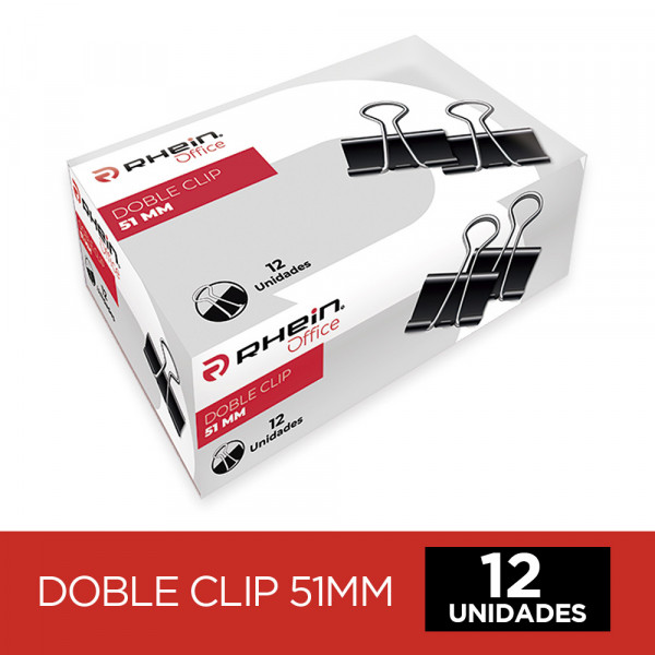 DOBLE CLIP 51 MM NEGRO METALICO 12 UNIDADES