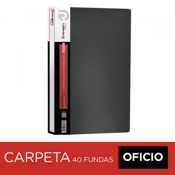 CARPETA CON FUNDAS OFICIO NEGRA 40 FUNDAS