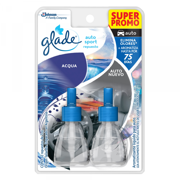 DESODORANTE AMBIENTAL AUTO AUTOSPORT REPUESTO ACQUA 2x7 ML