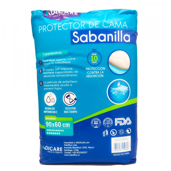 SABANILLA PROTECTORA 90X60 CM BOLSA 10 UN