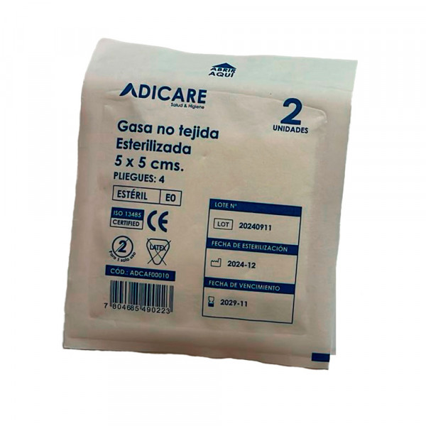 GASA NO TEJIDA ALGODÓN ESTERILIZADA 5X5 CM CAJA 50 UN