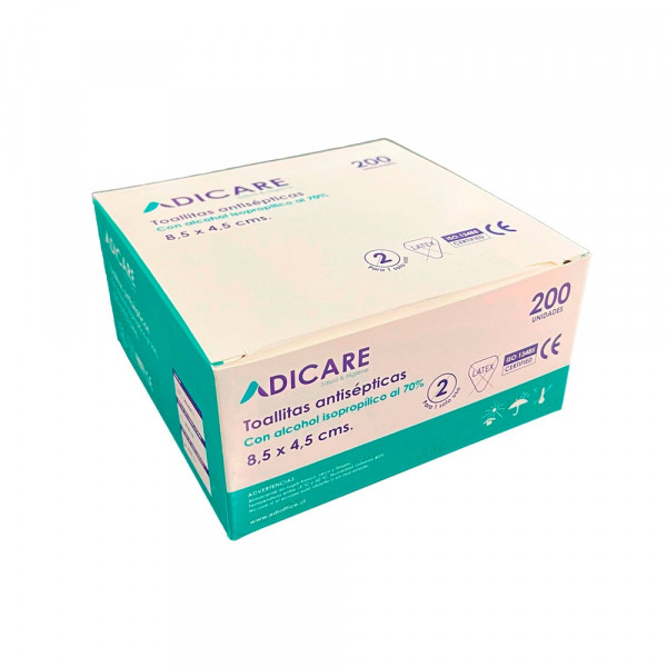 TOALLITAS ANTISEPTICAS CON ALCOHOL CAJA CON 200 SOBRES 