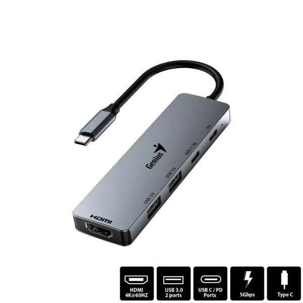 HUB USB-C A 2xUSB-A+HDMI+2xUSB-CUH-500