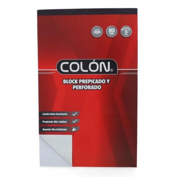 BLOCK OFICIO PREPICADO 5 MM 80 HOJAS PERFORADO