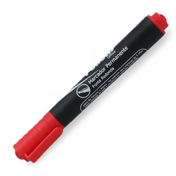 MARCADOR PERMANENTE PUNTA REDONDA COLOR ROJO DESECHABLE