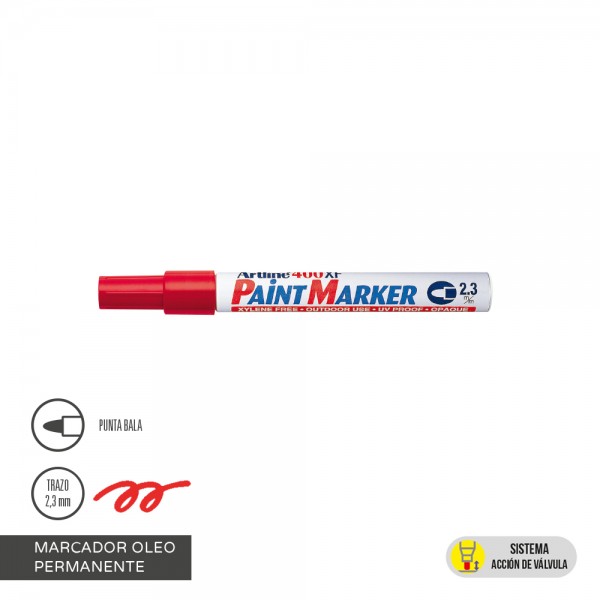 MARCADOR PERMANENTE OLEO PUNTA REDONDA 400 COLOR ROJO
